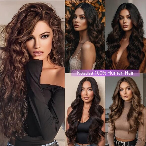Clip in Hair Extensions Human Hair Seamless Silky Straight 20 inch for Women main image 4